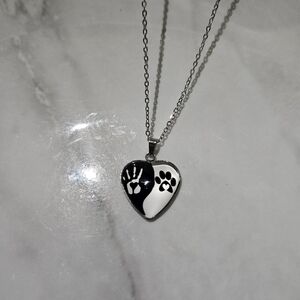 Black and White Heart Pendant Necklace